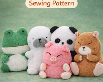 Stofftier Schnittmuster, Hamster, Ferkel, Robbe, Panda, Frosch (PDF-Muster)