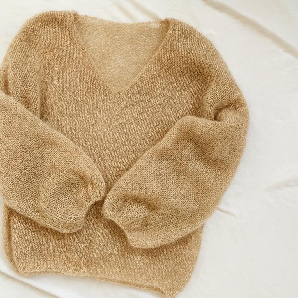 Basic Mohair Sweater V-neck – PDF Knitting Pattern - Etsy