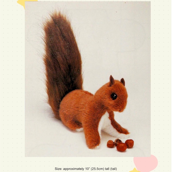 Squirrel Stuffed toy sewing pattern, tutorial DIY Plushie Toy animal