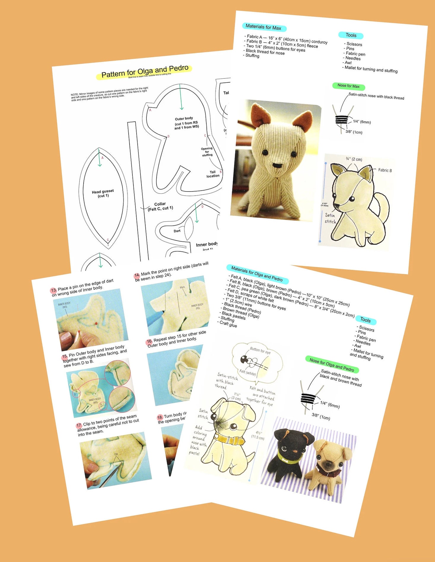7 Cute Puppies PDF Sewing Pattern Stuffed Animal DIY Plush Toy - Etsy UK