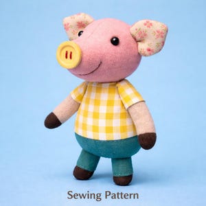 Piggy Doll Sewing Pattern, DIY Stuffed Animal Toy (PDF Pattern)