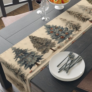 Scandinavian Christmas Table Runner: Nordic Holly Festive Decor