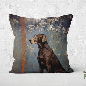 Noble German Shorthaired Pointer Pillow, Winter Wonderland Chic, Christmas Cozy, Snowy Floral, Rustic Charm, #PR0608, Insert Included