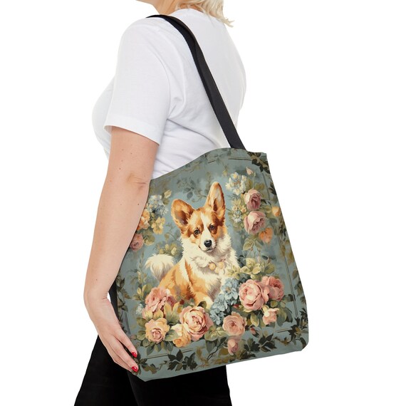 Corgi Floral Tote Bag Corgi Floral Tote Bag