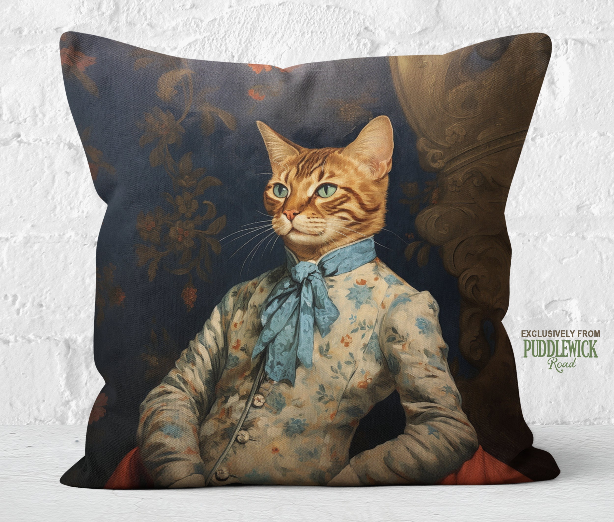 Housse De Coussin Déhoussable 45x45 Cm - CHAT COSTUME ANCIEN Animal Humanisé - Style Versailles