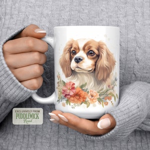 Cavalier King Charles Spaniel-Tasse: Blumenhundekaffeetasse