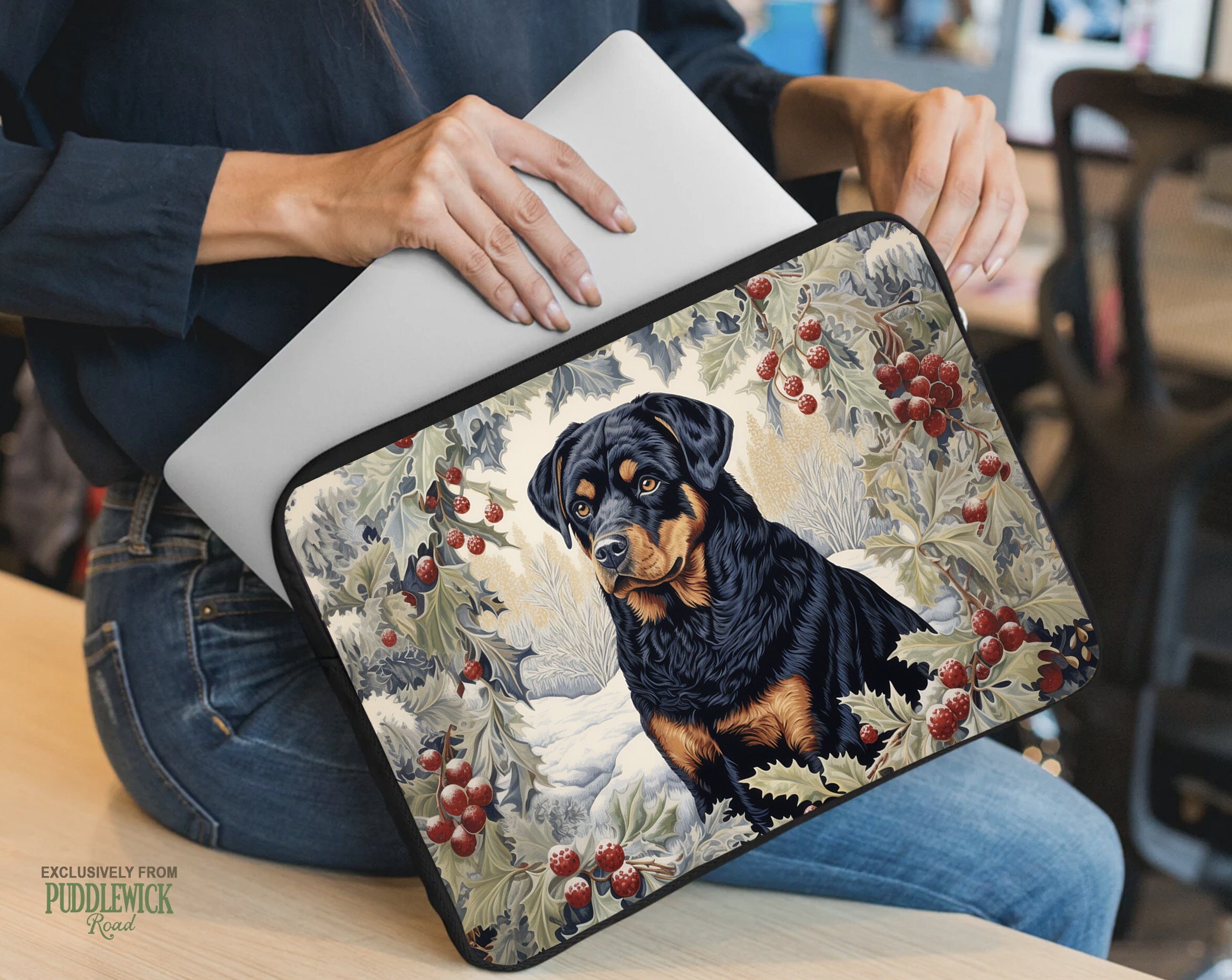 Rottweiler Winter Wonderland Laptop Sleeve for iPad MacBook Surface, Nature Lover Gift, #PRLS0571