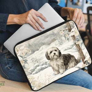 Havanese Winter Landscape Laptop Sleeve - Havanese Lover Gift - Macbook Pro Case - 13 inch Laptop Cover - #PR0509 (12&quot;, 13&quot;, or 15&quot;)