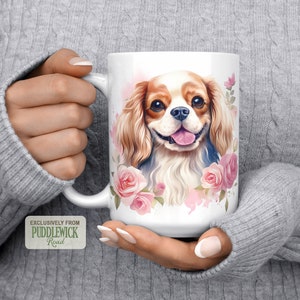 Blumen Cavalier King Charles Spaniel-Tasse: Hundemutter-Kaffeetasse