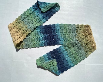 Ocean Waves Crochet Scarf. Homemade gift for anyone of any age! Warm and stylish! Carefully crocheted with acrylic yarn!