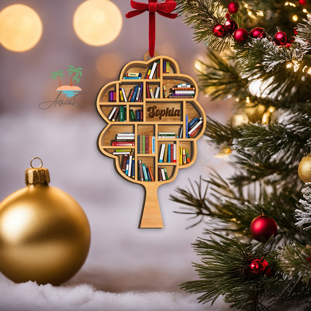 Book Tree Christmas Ornament Book Christmas Ornament Reading Etsy
