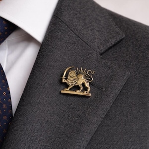 Shir O Khorshid Pin, Persian Pin, Lion And Sun Pin, Brass Pin