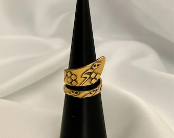 Brass Spiral Ring, High Quality Brass Ring, Calligraphy Ring, Hich Ring