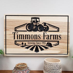 Last Name Sign | Custom Name Sign | Wood Signs | Custom Wood Sign | Personalized Sign Including This Farming Logo And your Preferred Text