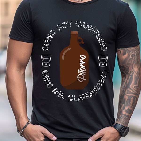 Chemise portoricaine Moonshine Pitorro - Como Soy Campesino, Bebo del Clandestino