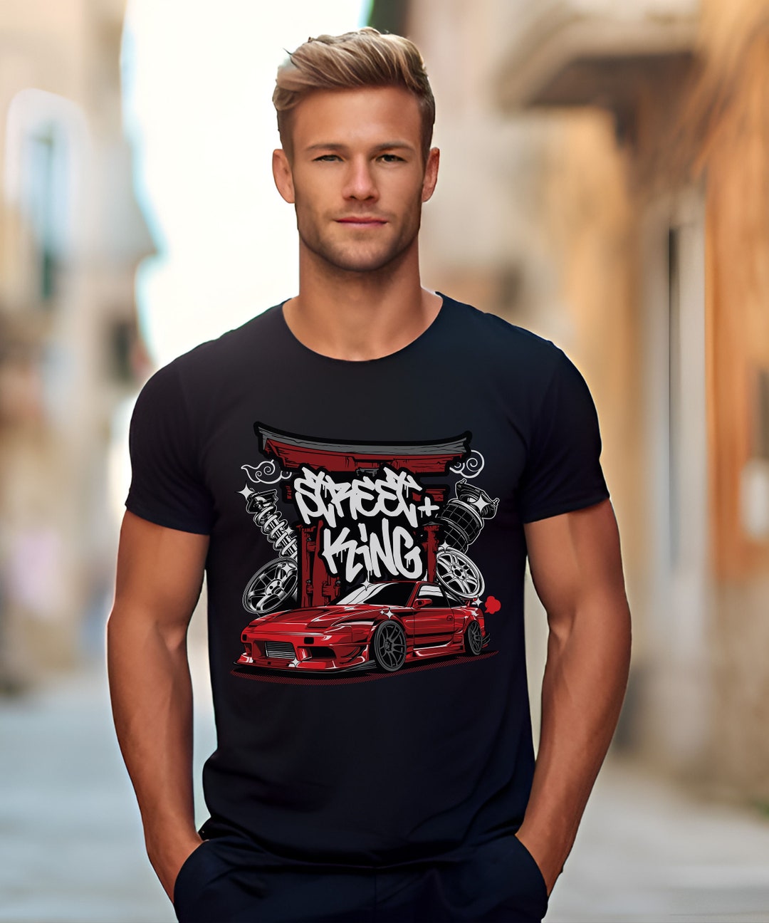 Urban Racing Art Stylized Red Sports Car at Japanese Torii - Etsy