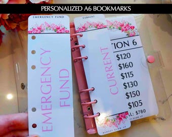 Personalized Bookmark | A6 Binder Size | Budget Binder Bookmark | Savings Challenge | Binder Inserts | Cash Stuffing | Floral Design