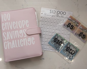 1,000-30,000 Savings | 100 Envelope Challenge Binder | Available In Various Colours | Cash Stuffing | Savings Challenge