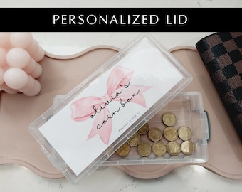 Personalized Money Box | Custom Lid | Coin Box | Savings Box | Bank Box | Savings Challenge | Cash Stuffing | Customized Box | Bow Design