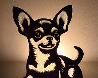 Chihuahua Handmade Wood & Acrylic Dog Night Light Dog Lover Gift