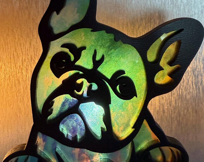 French Bulldog Handmade Wood & Acrylic Dog Night Light Dog Lover Gift