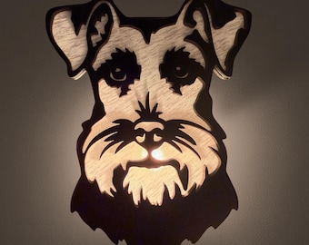 Schnauzer Handmade Wood & Acrylic Dog Night Light Dog Lover Gift
