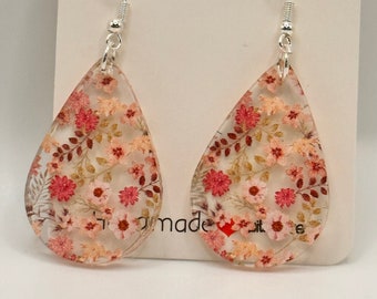 Acrylic Floral Dangle Earrings, Flower Earrings