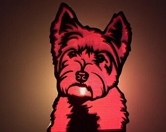 West Highland Terrier Night Light | Westie Dog Decor | Laser Cut Dog Gift | Dog Lover Gift | Plug-In Night Light