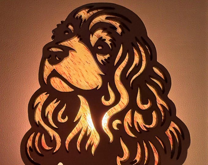 Laser Cut Cocker Spaniel Night Light | Dog Lover Gift
