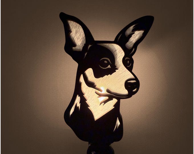 Rat Terrier Handmade Wood & Acrylic Dog Night Light  Dog Lover Gift