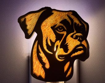Boxer Dog Night Light Plug In | Boxer Dog Gift | Dog Breed Night Light | Laser Cut Boxer Decor | Dog Lover Gift