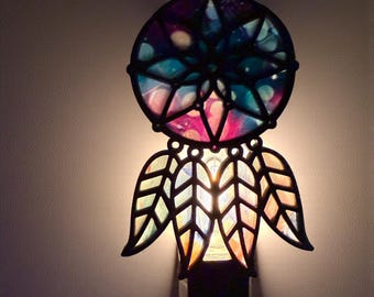Dreamcatcher Night Light Plug In | Boho Dream Catcher Decor | Feather Night Light | Laser Cut Night Light | Nursery Gift