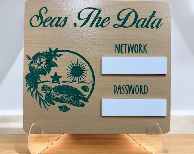 Engraved Wood & Acrylic WiFi Password Sign with Dry Erase Board