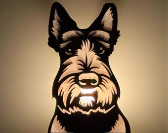 Scottish terrier Handmade Wood & Acrylic Dog Night Light Dog Lover Gift