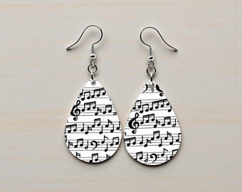 Handmade Music Note Earrings - Teardrop Dangle Earrings | Lightweight Jewelry Gift for Music Lovers, Teachers, Choir & Band Students