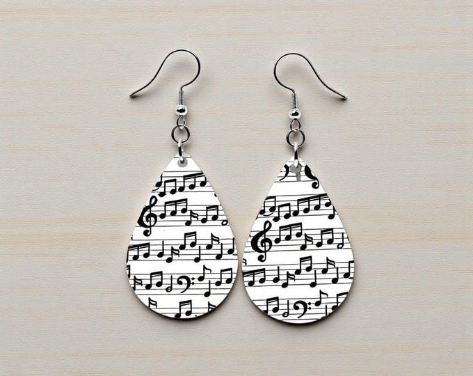 Handmade Teardrop Music Note Earrings – Lightweight Dangle Jewelry