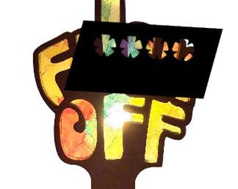 Funny Middle Finger Night Light Plug In | F*ck Off Night Light | Adult Humor Decor | Laser Cut Rude Gift | Sarcastic Home Decor