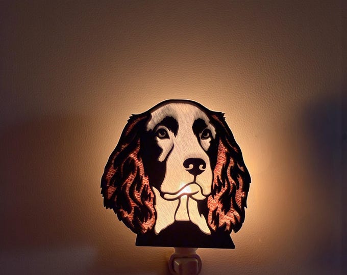 Springer Spaniel Night Light | Handmade Wood & Acrylic Dog Decor