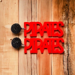 Seed Bead Pirates dangle earrings, game day earrings, team mascot earrings