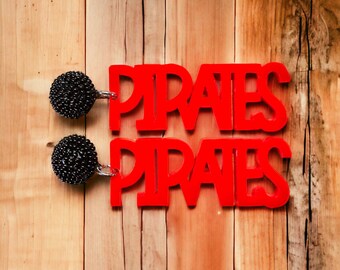 Seed Bead Pirates Dangle Earrings, Team Mascot Earrings