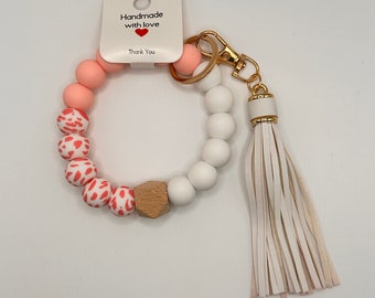 silicone beaded wristlet, silicone bead keychain