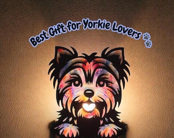 Yorkie Dog Night Light for Dog Lovers | Yorkshire Terrier LED Lamp | Laser Cut Puppy Night Light | Gift for Yorkie Mom