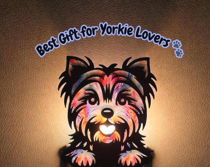 Yorkie Dog Night Light for Dog Lovers | Yorkshire Terrier LED Lamp | Laser Cut Puppy Night Light | Gift for Yorkie Mom