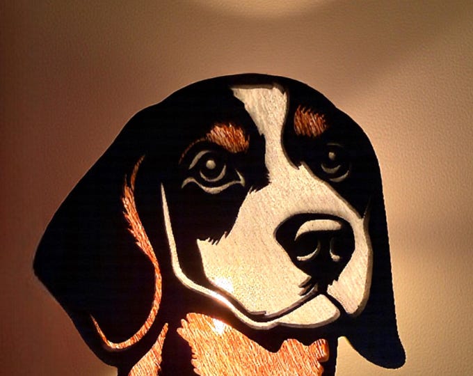Beagle Handmade Wood & Acrylic Dog Night Light: Dog Lover Gift