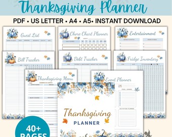 Thanksgiving planner bundle, Thanksgiving planner, holiday planner, printable planner, , pdf planner, pumpkin printable, autumn printable