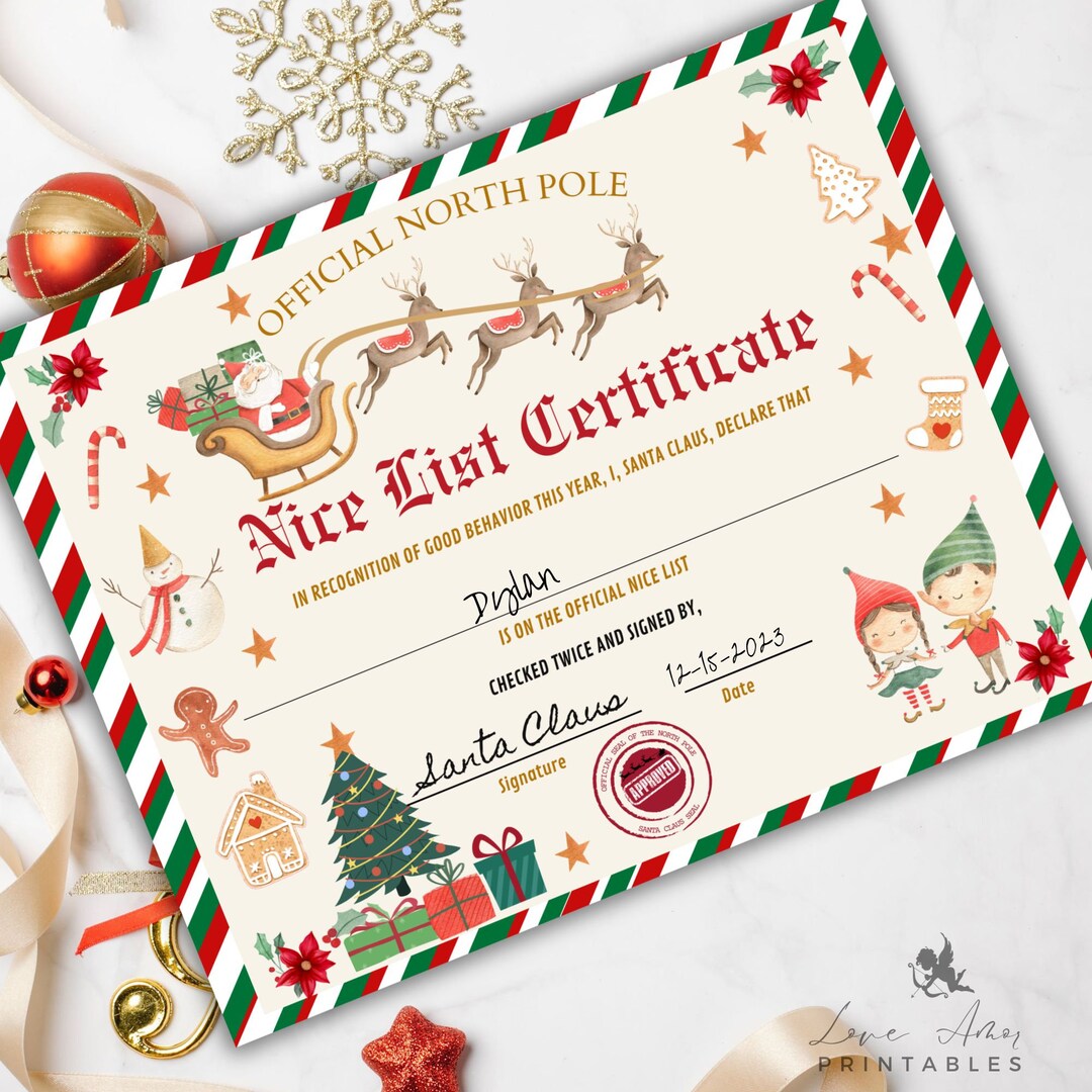 Santa Nice List Certificate, Christmas Games, Christmas Activities ...