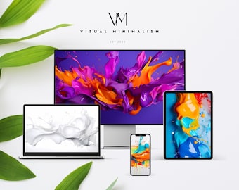 Abstract 8K Wallpapers Bundle | Vibrant Paint Splash Desktop, iPhone, Tablet (Digital Download)