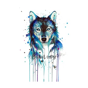 Colorful wolf sublimation png digital download