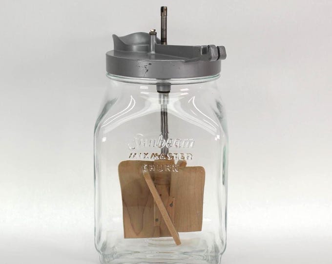 VINTAGE Sunbeam Mixmaster Churn Attachment - Glass Butter Churn - Complete - Fits Vintage Mixmaster