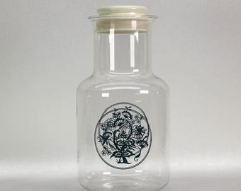 VINTAGE Pyrex 72 oz Glass Carafe with Original Lid - Country Floral - Model 3472-5 - Made in USA